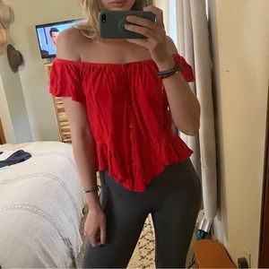 Red off the shoulder- free people- like new